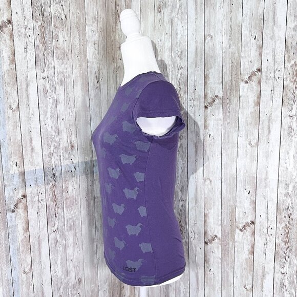 Lost Short Sleeve Graphic Tee | Purple | Crew Neck | Small | Novelty | Y2K - Picture 2 of 12